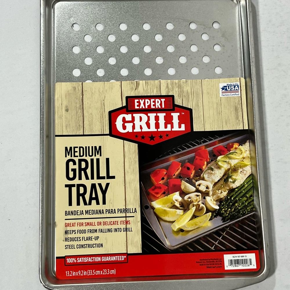 EXPERT GRILL 13.2 INCH X 9.2 INCH STEEL BARBECUE GRILL TRAY TOPPER.